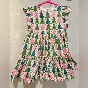 Crewcuts Girl's Tiered Dress Winter Trees Print Size 2T
